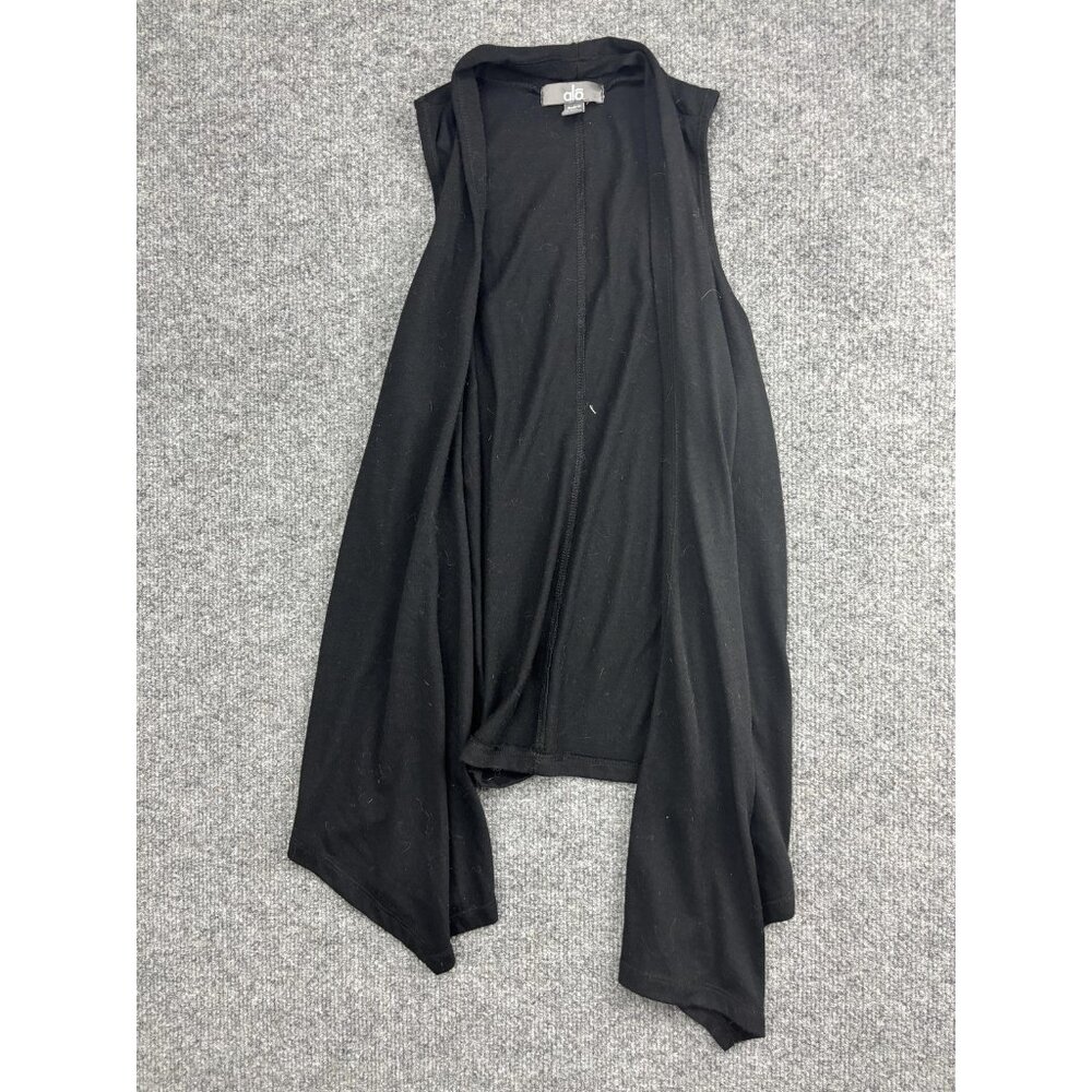 ALO Jacket Womens XS Black Sleeveless Open Front Draped Long Vest Cardigan Yoga